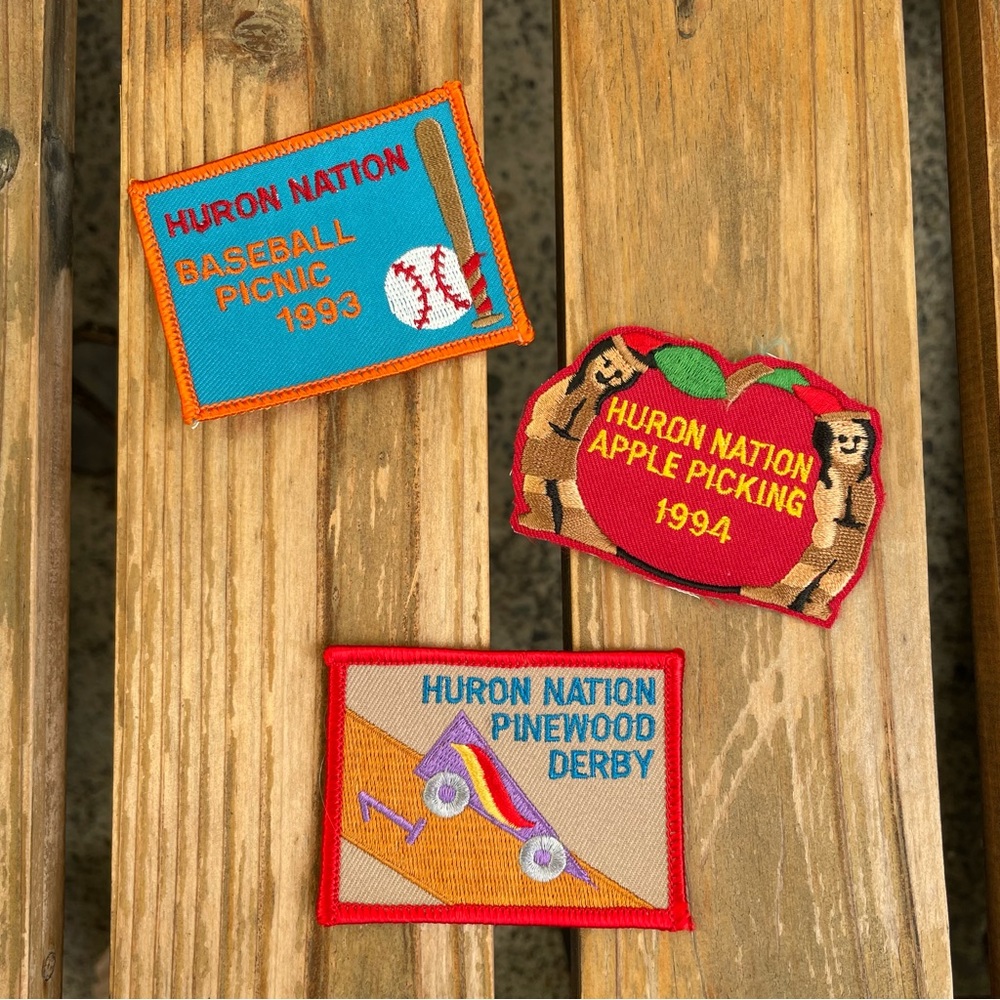 1990s Huron Nation Scout Patches Apple Picking Baseball Picnic Pinewood Durby